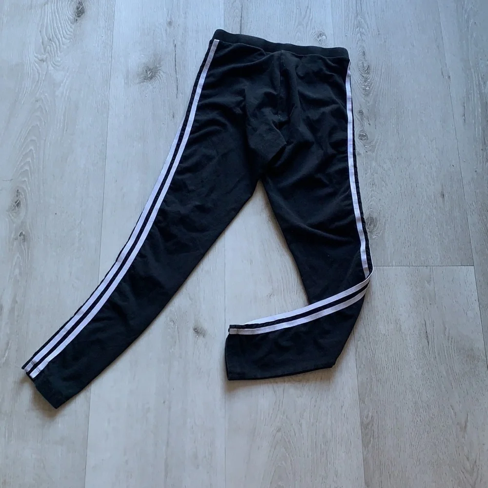 Adidas Three Stripe Black and White Leggings logo embroidered cotton casual S‎ - Picture 9 of 10